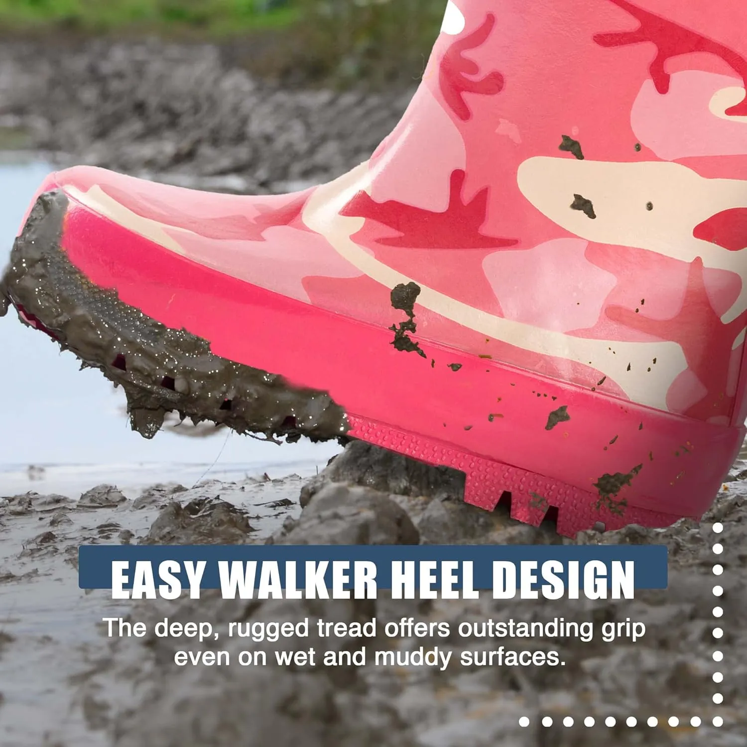 NORTY Rubber Rain Boots for Kids - Waterproof Rubber Boots Boys and Girls Solid & Printed Rainboots for Toddlers and Kids