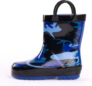 NORTY Rubber Rain Boots for Kids - Waterproof Rubber Boots Boys and Girls Solid & Printed Rainboots for Toddlers and Kids