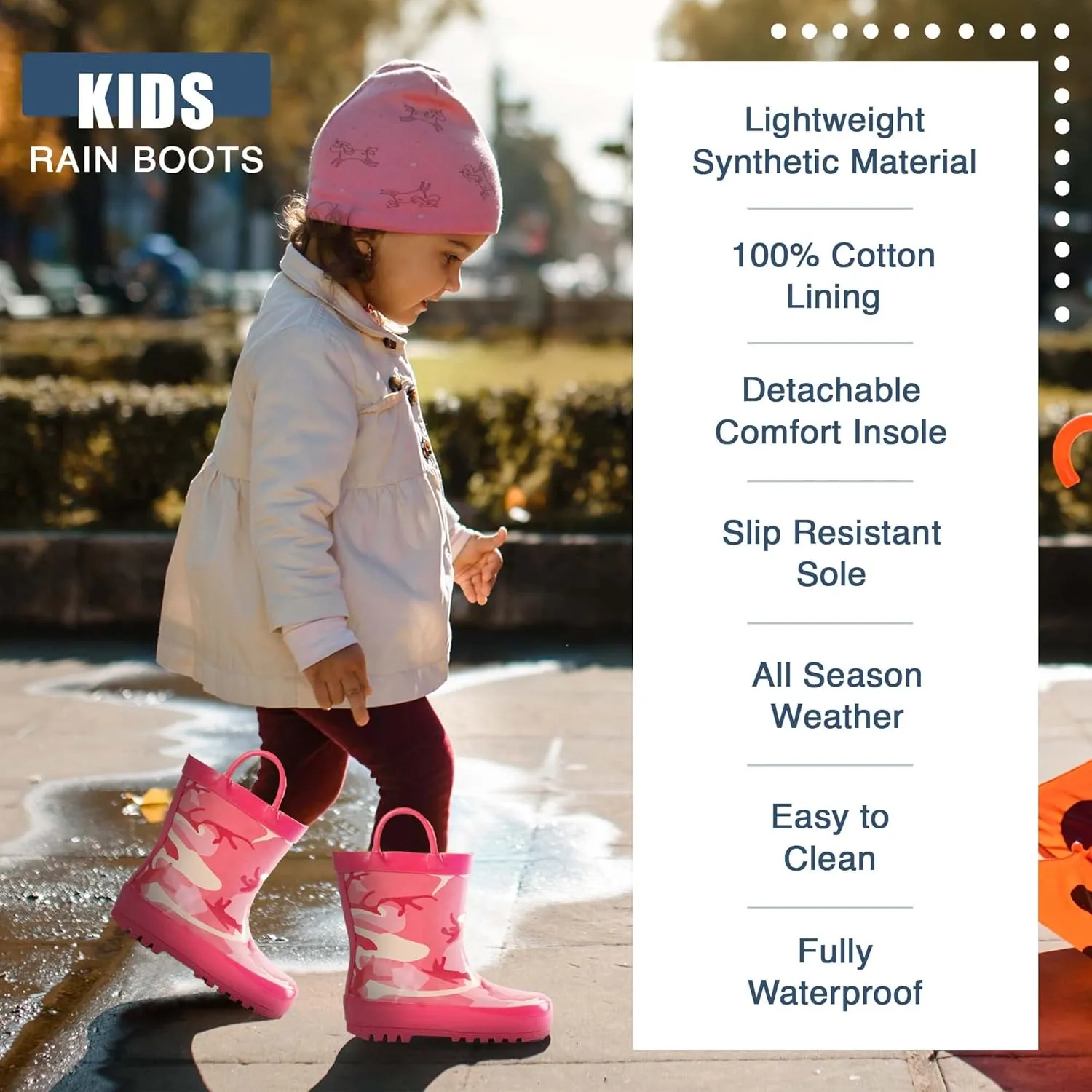 NORTY Rubber Rain Boots for Kids - Waterproof Rubber Boots Boys and Girls Solid & Printed Rainboots for Toddlers and Kids