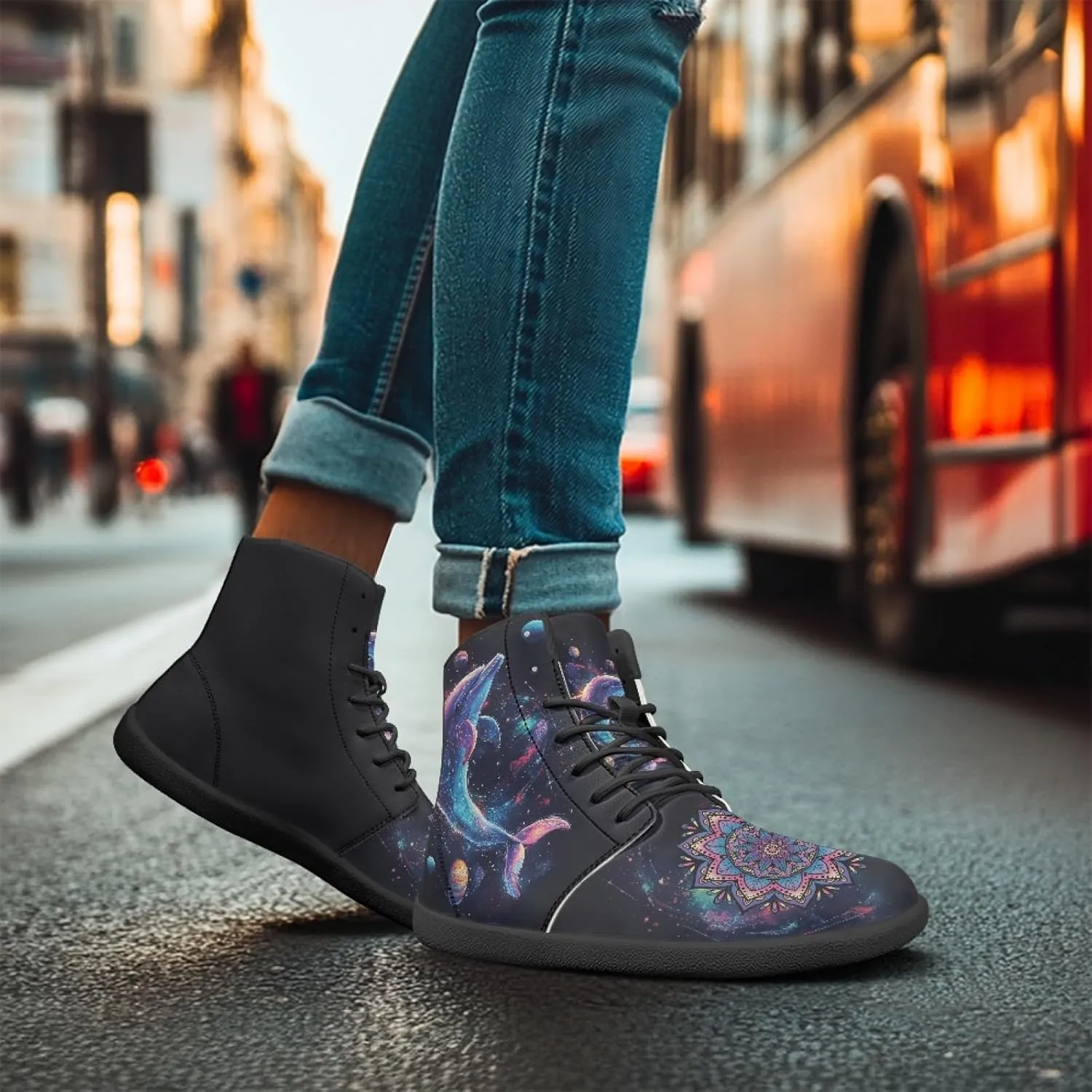 Novelty Barefoot Shoes Men's Women's PU Leather Zero Drop Sole Trail Running Flat Minimalist Sneakers Athletic Shoes