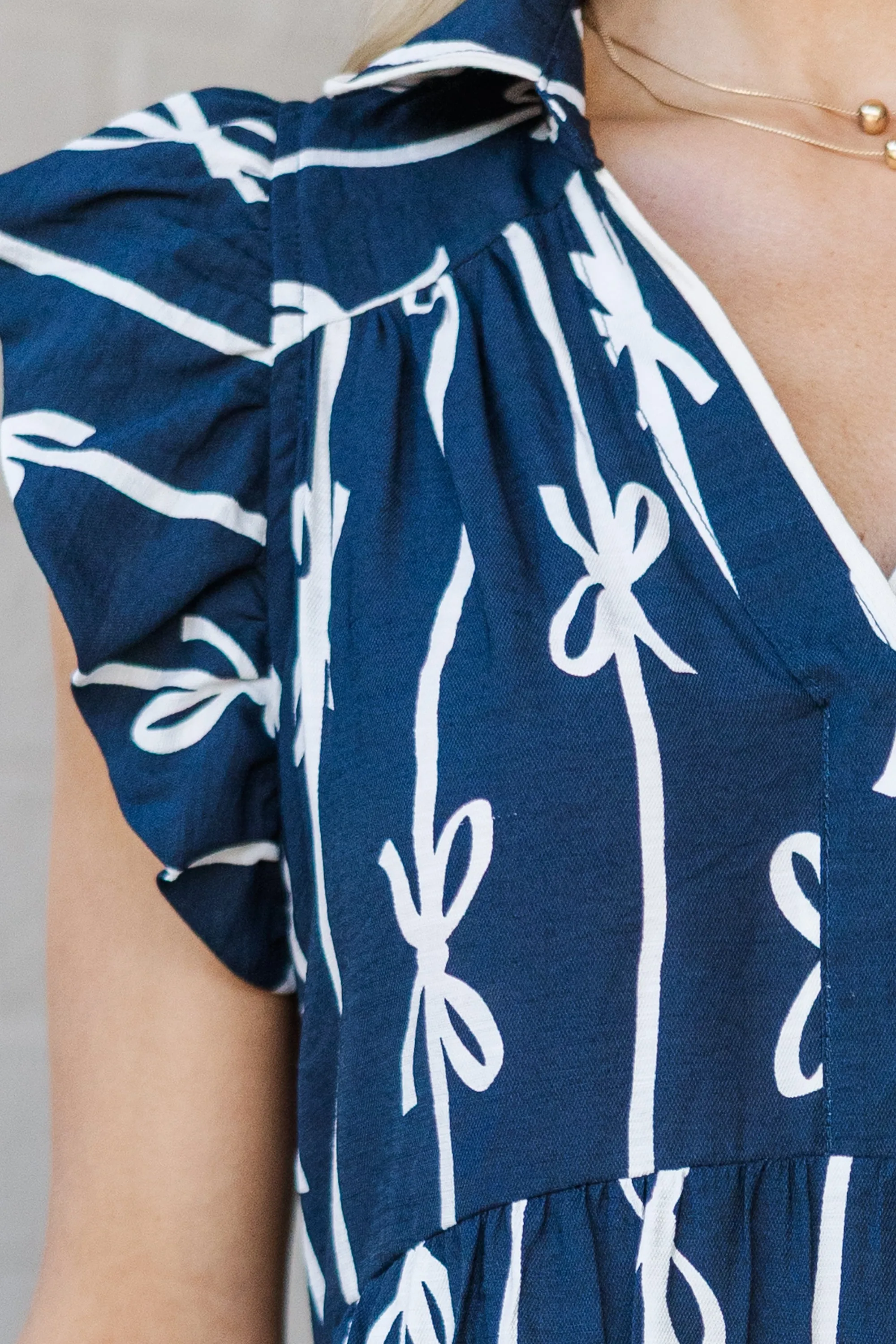 On The Rise Navy Blue Bow Print Dress