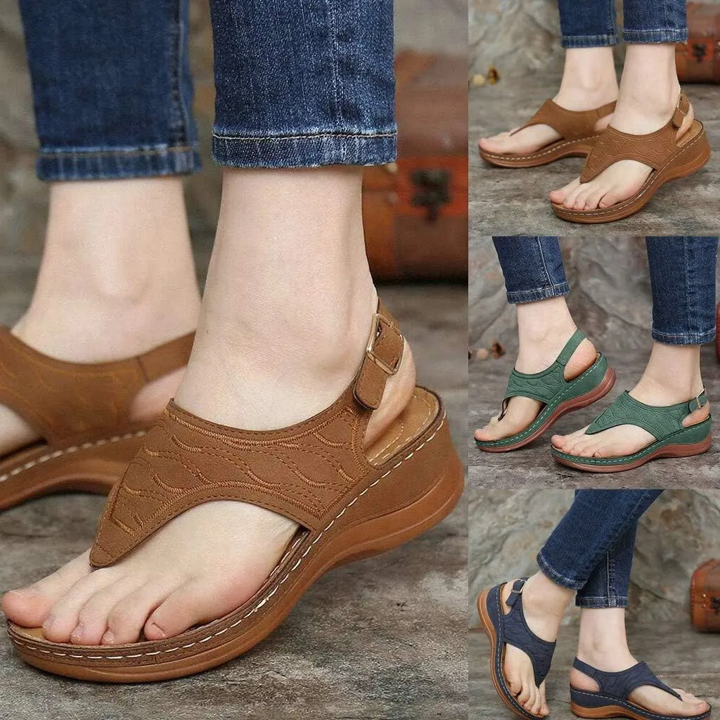 Orthopedic Sandals for Women Arch Support Ankle Strap Dressy Walking Sandals Open Toe Platform Wedge Beach Shoes