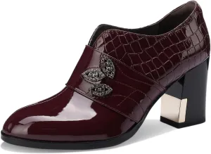 Patent Leather Ankle Boots for Women Chunky Block Extra Wide Booties Botas Para Mujer High Heels Dress Warm Lined Classic Ladies Comfortable Fashion Dressy 3 Inch Boot