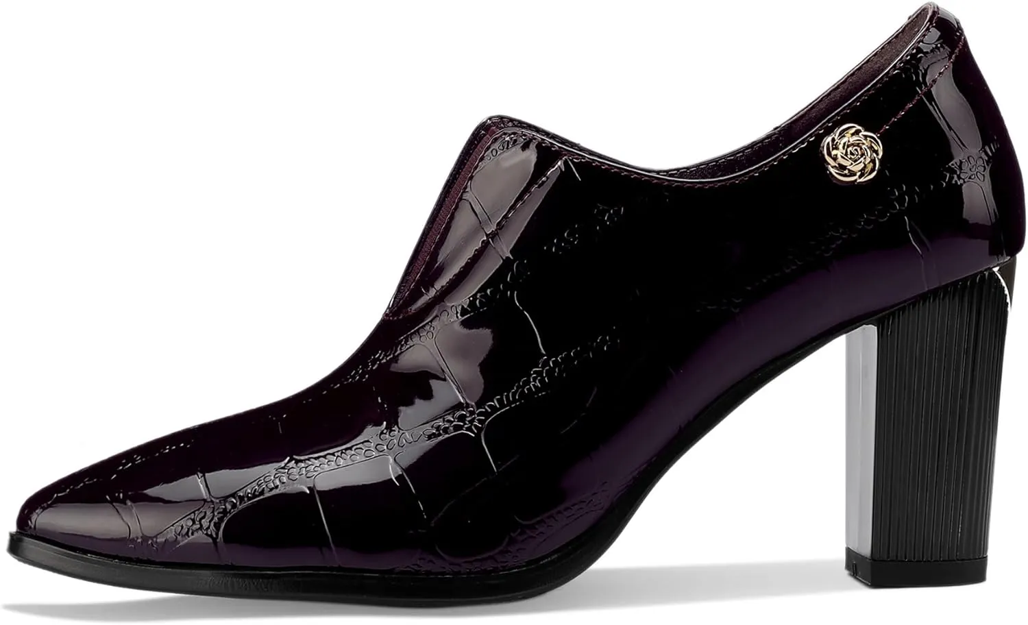 Patent Leather Ankle Boots for Women Chunky Block Pointed Toe Extra Wide Booties Botas Para Mujer High Heels Dress Warm Lined Classic Ladies Comfortable Dressy 3 Inch Boot