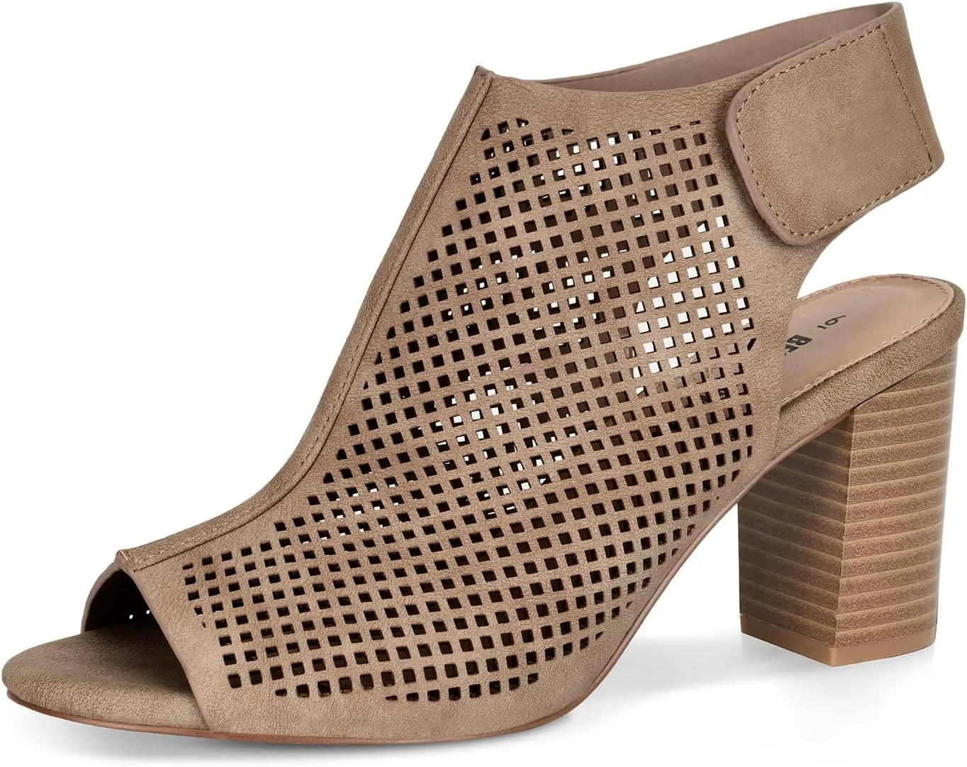Peep Toe Booties Women, Ankle Booties Skeleton Boots Hook & Loop Strap Mid Block Heel Sandals for Women