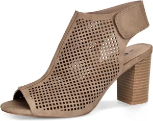 Peep Toe Booties Women, Ankle Booties Skeleton Boots Hook & Loop Strap Mid Block Heel Sandals for Women