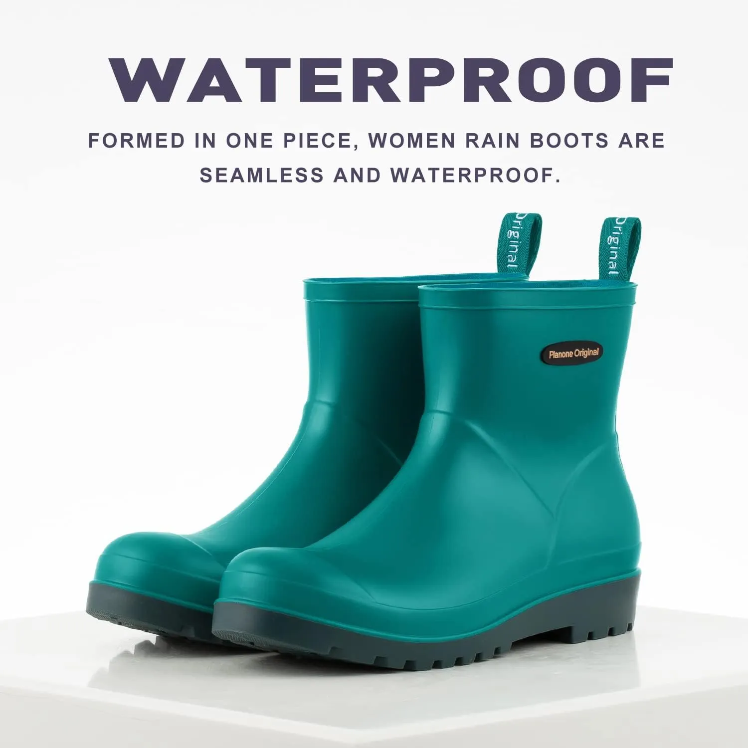 planone Short Rain Boots Women Fashion Waterproof Chelsea Boots for Women Matte Outdoor Garden Shoes Ankle Muck Boots for Ladies Non Slip Work Shoes Rubber Boots with Premium Comfort Insole
