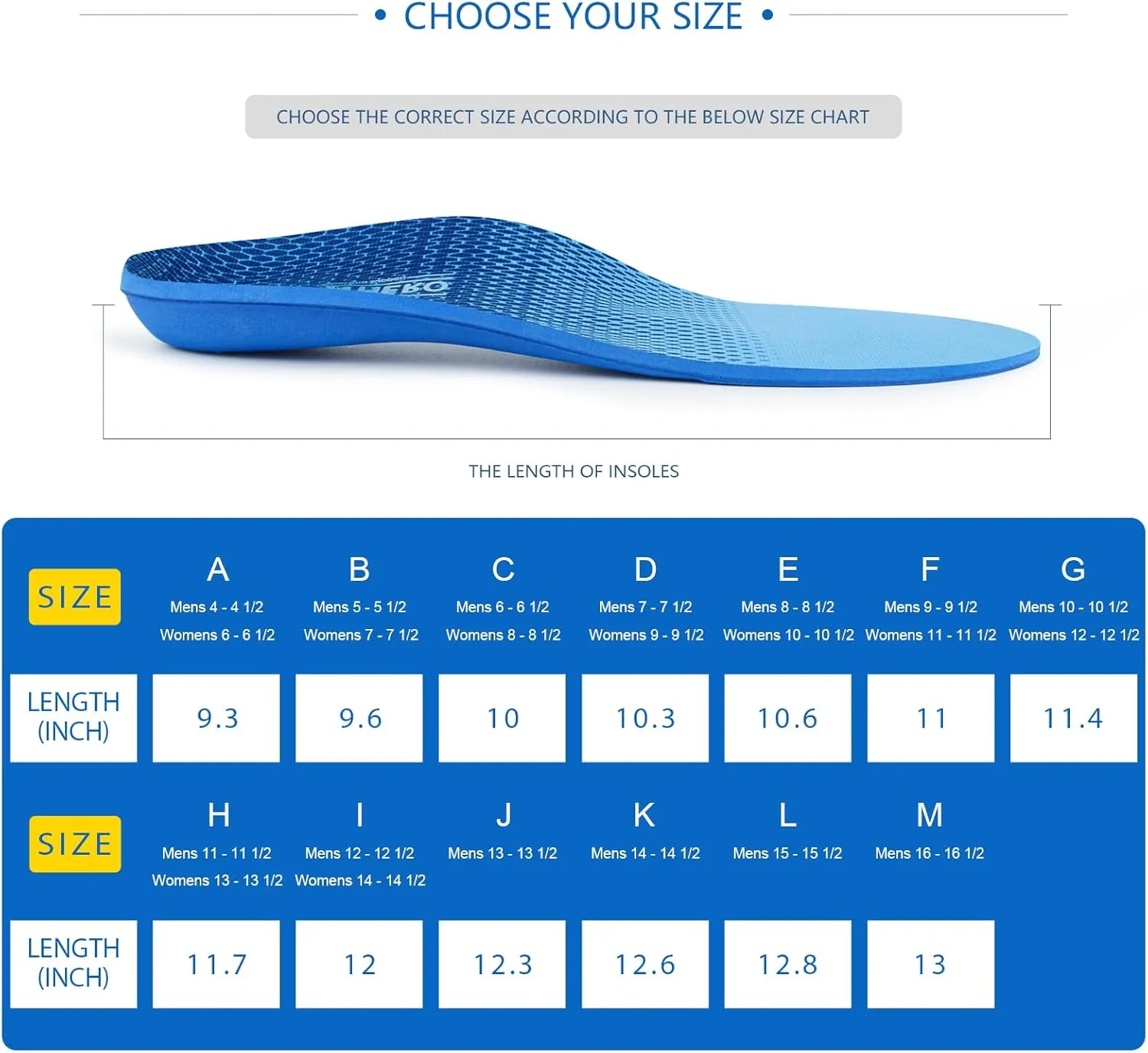 Plantar Fasciitis Feet Insoles Arch Supports Orthotics Inserts Relieve Flat Feet, High Arch (Mens 9-9 1/2 | Womens 11-11 1/2)