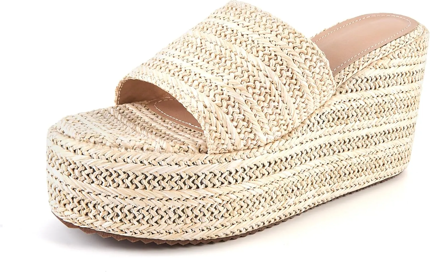 Platform Espadrilles for Women, Fashionable Woven Upper Open Toe Wedge Heels, Ideal for Summer Outdoor and Beach Wear