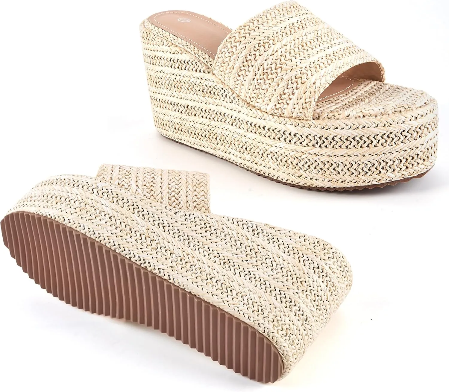 Platform Espadrilles for Women, Fashionable Woven Upper Open Toe Wedge Heels, Ideal for Summer Outdoor and Beach Wear