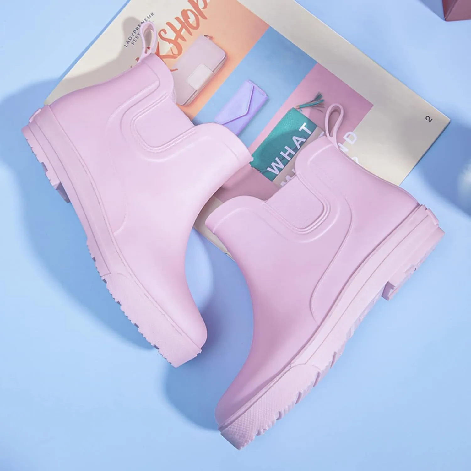 Platform Rain Boots Women Mens Grounded Footwear Booties Black Slip On Barefoot Shoes Short Rain Boots for Women Waterproof Garden Shoes White Cowgirl Boots