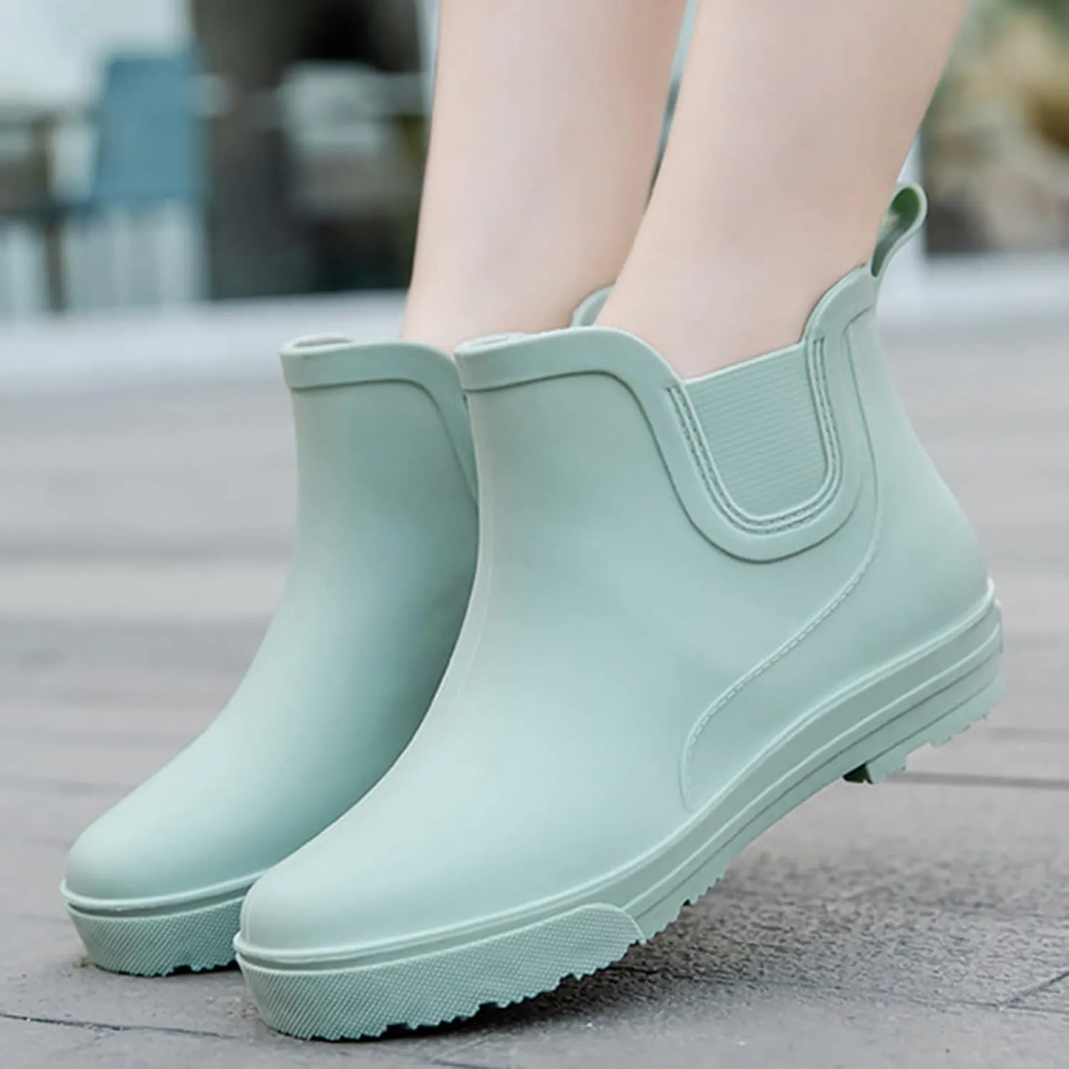 Platform Rain Boots Women Mens Grounded Footwear Booties Black Slip On Barefoot Shoes Short Rain Boots for Women Waterproof Garden Shoes White Cowgirl Boots