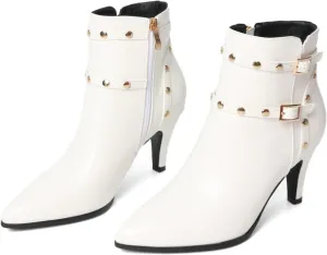 Pointed Toe Kitten Heel Boots For Women Black Booties For Women Rivets Ankle Boot Fashion Shoes