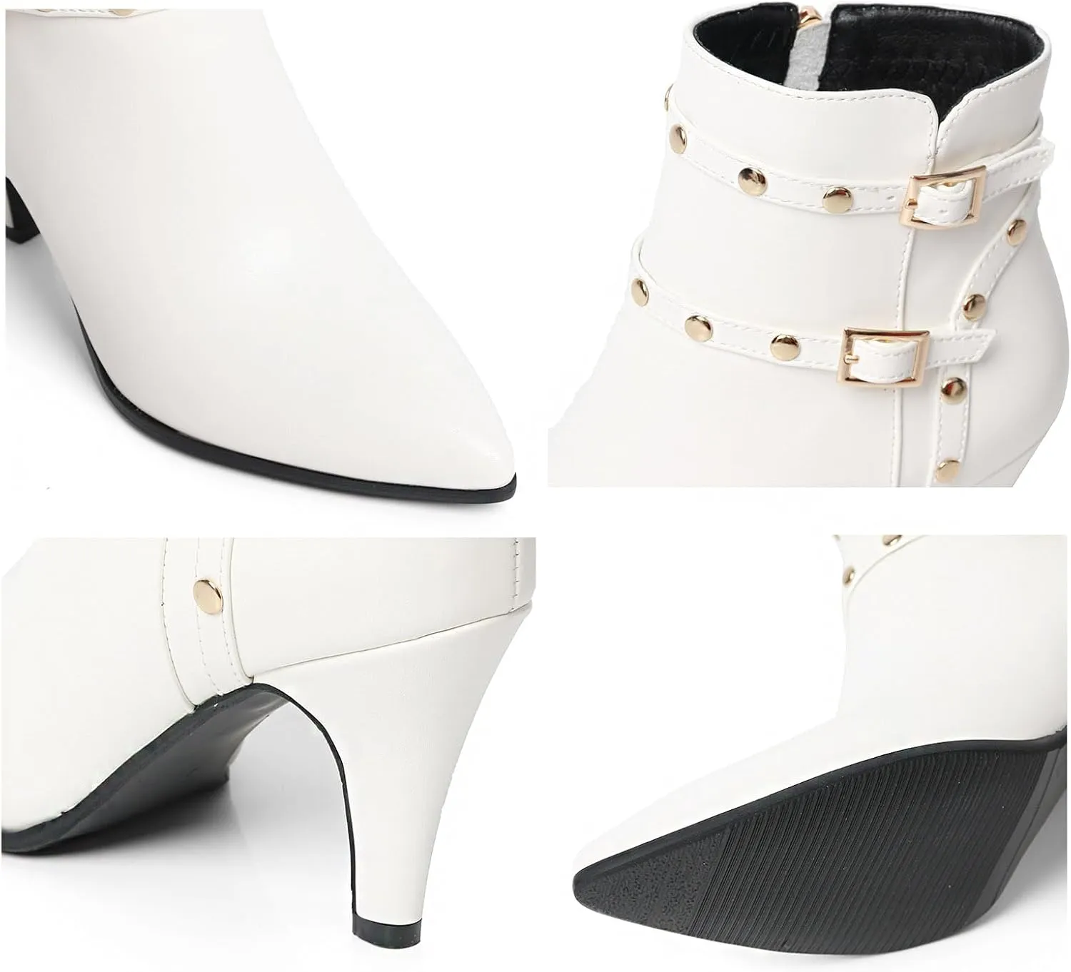 Pointed Toe Kitten Heel Boots For Women Black Booties For Women Rivets Ankle Boot Fashion Shoes