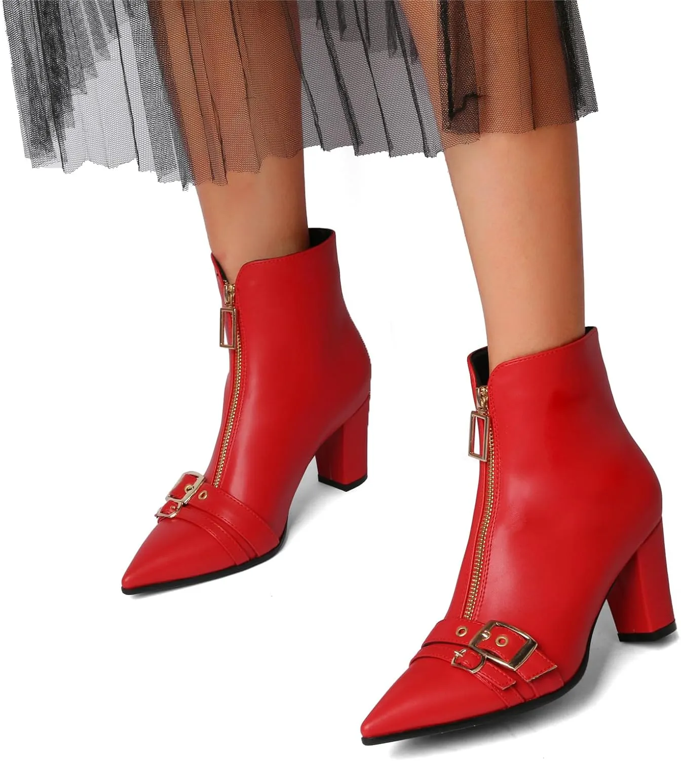 Pointed Toe Kitten Heel Boots For Women Black Booties For Women Rivets Ankle Boot Fashion Shoes