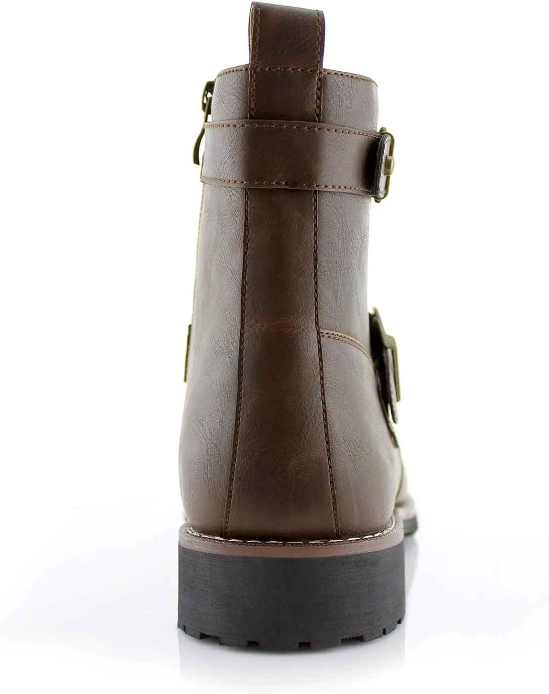 Polar Fox Mens Casual Engineer Zipper and Buckle Motorcycle Boots