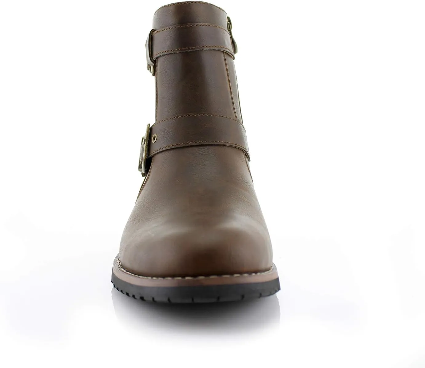 Polar Fox Mens Casual Engineer Zipper and Buckle Motorcycle Boots
