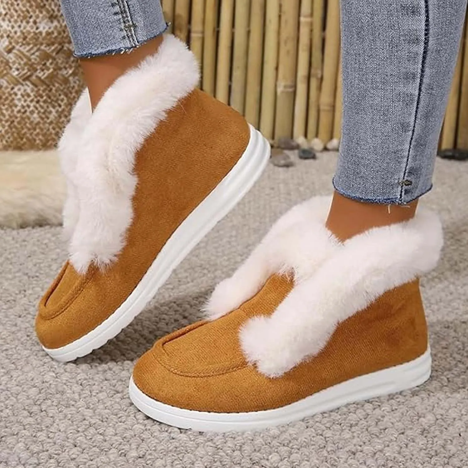 Pubyfun Senior Comfy Winter Ankle Boots Women, Ladies Warm and Comfortable Casual Snow Boots, Furry Suede Snow Boots ﻿