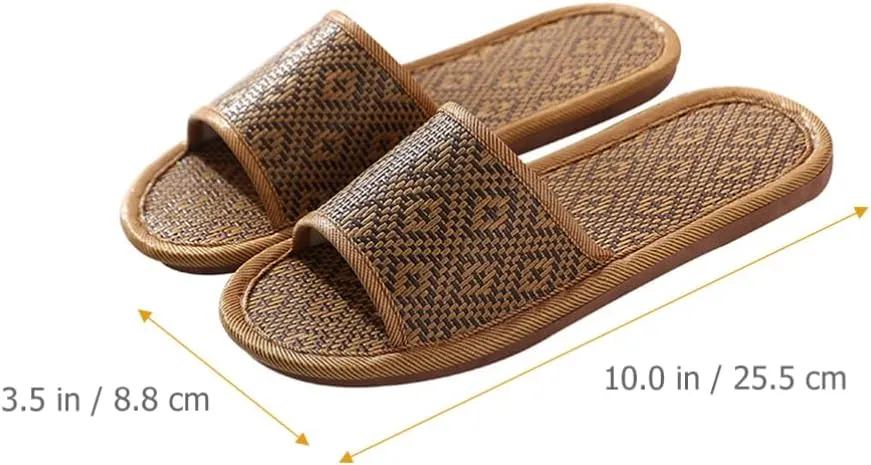 Rattan Straw Woven Slippers Summer Household Sandals Indoor Non- slip Breathable Linen Slippers