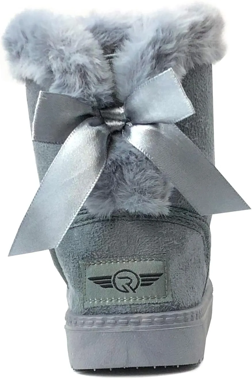 REDVOLUTION Kids Boots Toddler Girls Cute Butterfly Bow | PomPom PU leather Boot (Toddler/Small Kid)
