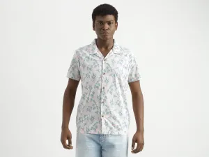 Regular-Fit Resort Collar Botanical Printed Shirt