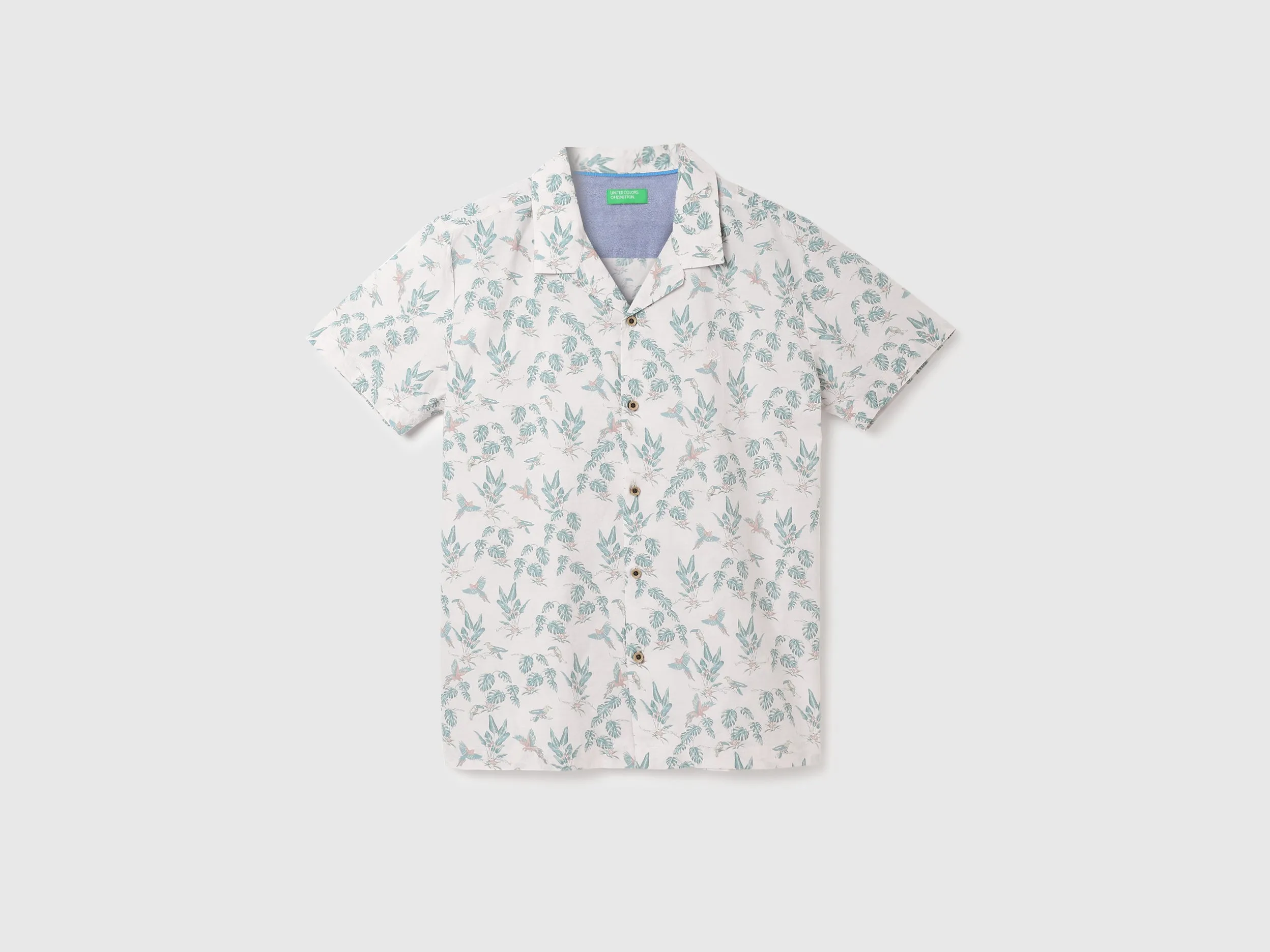Regular-Fit Resort Collar Botanical Printed Shirt