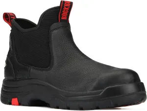 ROCKROOSTER Bakken Men's Black 6 inch Chelsea Boots, EH Rated Waterproof Slip-on Work Boots AK303-Soft Toe, AK323-Steel Toe