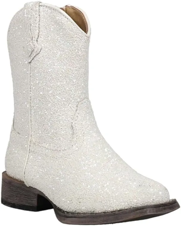 ROPER Toddler Girls Galore Glitter Square Toe Casual Boots Mid Calf - White