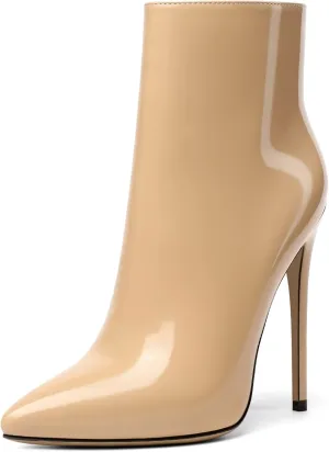 SAMMITOP Women's High Heel Ankle Booties Stilettos Heel Boots Side Zipper Fashion Booties Fall Winter Shoes 4.5''