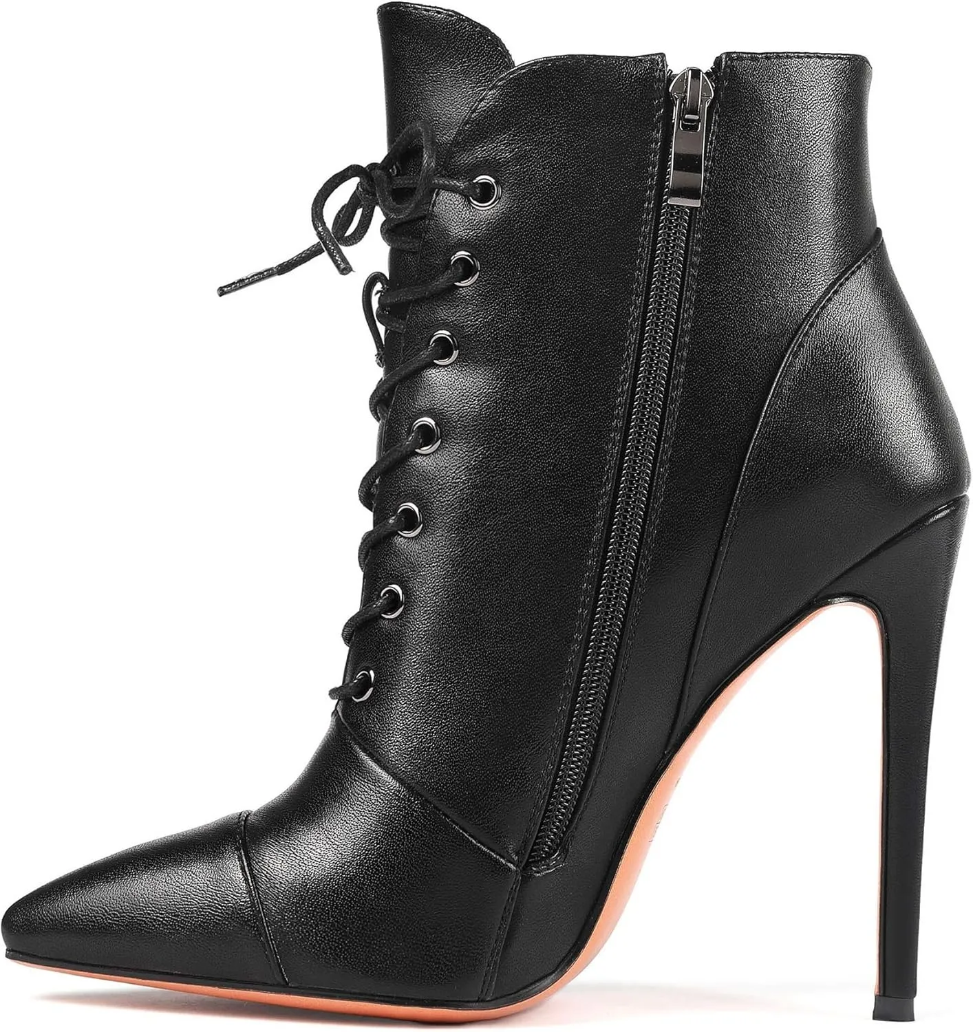 SAMMITOP Women's Pointed Toe Lace Up Ankle Boots,Animal Print Short Booties