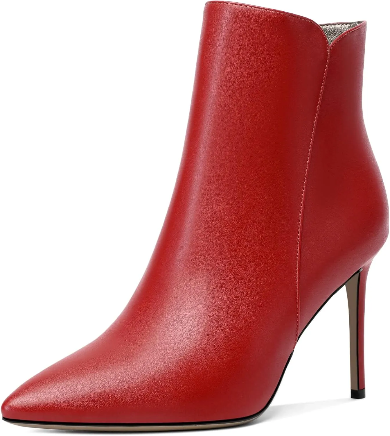 SAMMITOP Women's Stiletto Heel Ankle Booties Stiletto Heel Closed Toe Heeled Booties Lace Up Boots with Sexy Side Zipper Fashion Booties Fall Winter Shoes 3.5''