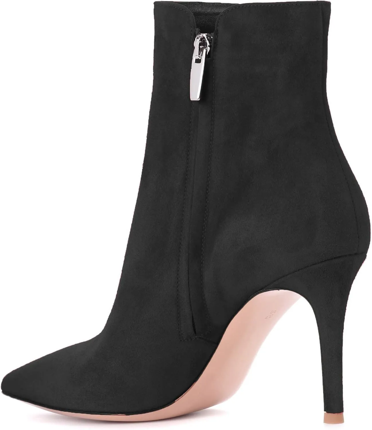 SAMMITOP Women's Stiletto Heel Ankle Booties Stiletto Heel Closed Toe Heeled Booties Lace Up Boots with Sexy Side Zipper Fashion Booties Fall Winter Shoes 3.5''