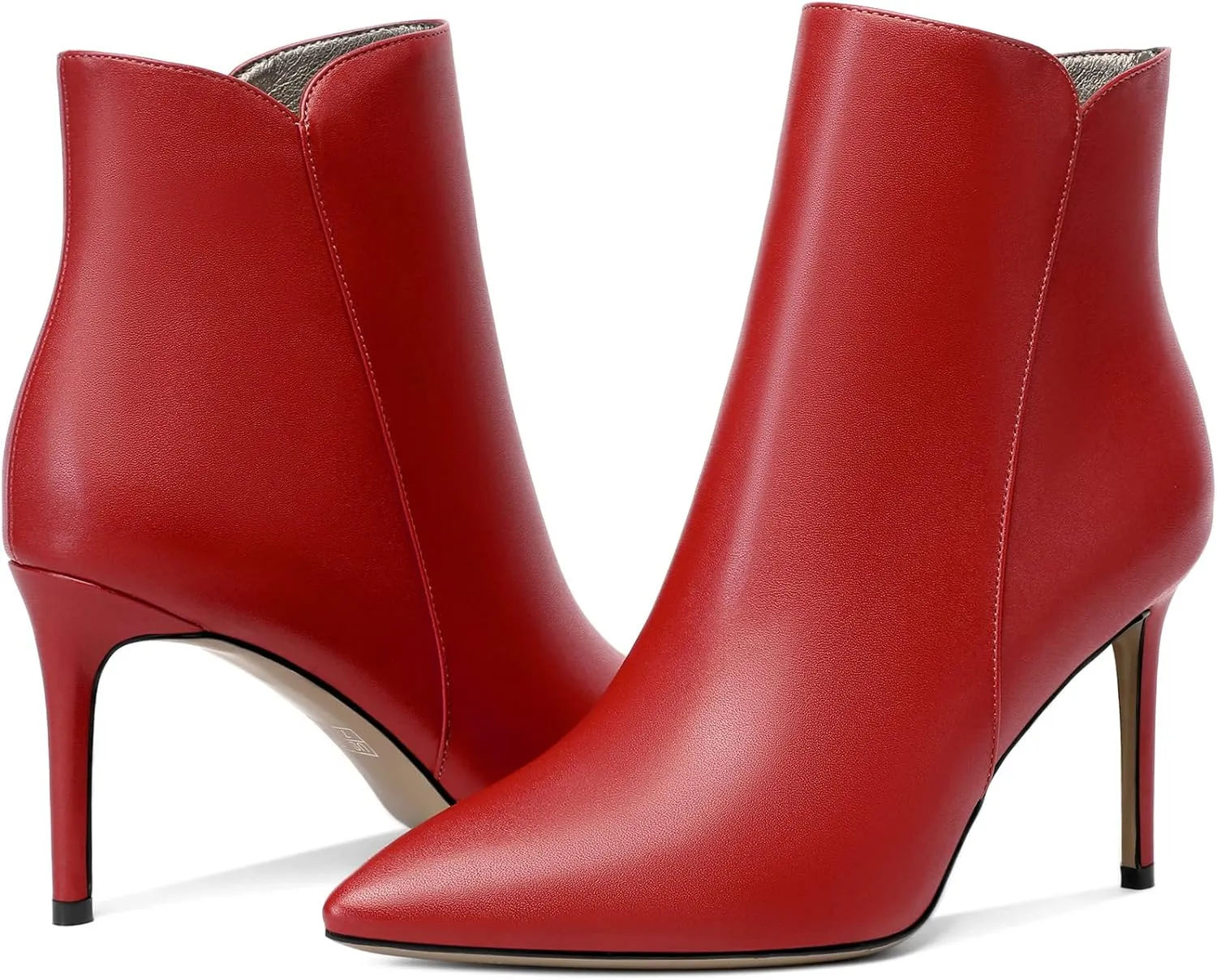SAMMITOP Women's Stiletto Heel Ankle Booties Stiletto Heel Closed Toe Heeled Booties Lace Up Boots with Sexy Side Zipper Fashion Booties Fall Winter Shoes 3.5''