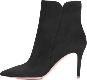 SAMMITOP Women's Stiletto Heel Ankle Booties Stiletto Heel Closed Toe Heeled Booties Lace Up Boots with Sexy Side Zipper Fashion Booties Fall Winter Shoes 3.5''