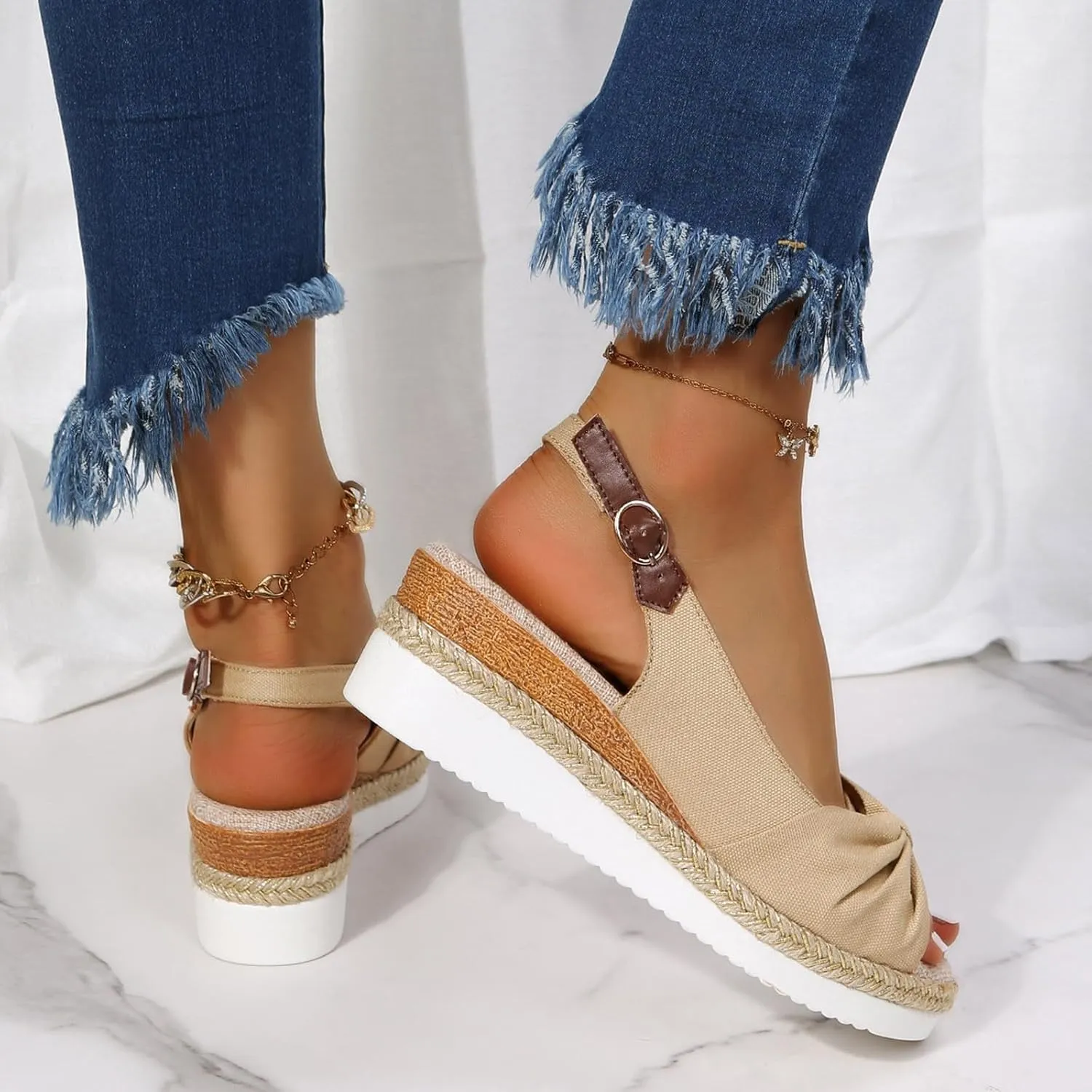 Sandals For Women 2025 Platform Summer Wedge Beach Cute Walking Work Office Dressy Flat Arch Ortopédicas Para Mujer