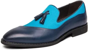 Santimon Men's Dress Shoes Patchwork Panelled Tassel Loafers Luxury Wedding Office Business Shoes for Men