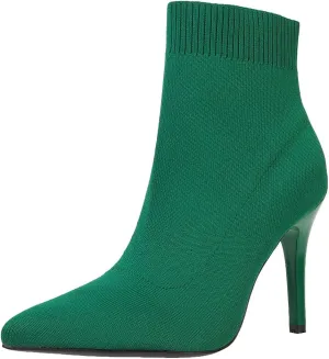 SelRoys Women's Ankle Boots Stretch Elastic Knit Pointed Toe Stiletto Heel Breathable Fashion Sock Booties