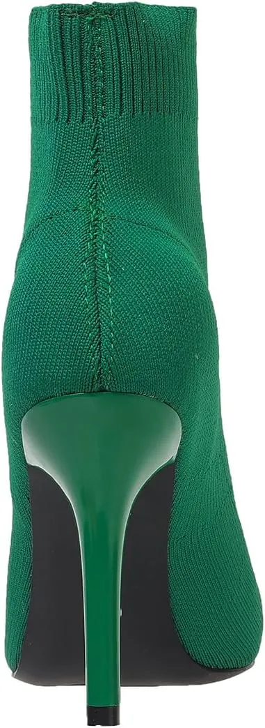 SelRoys Women's Ankle Boots Stretch Elastic Knit Pointed Toe Stiletto Heel Breathable Fashion Sock Booties