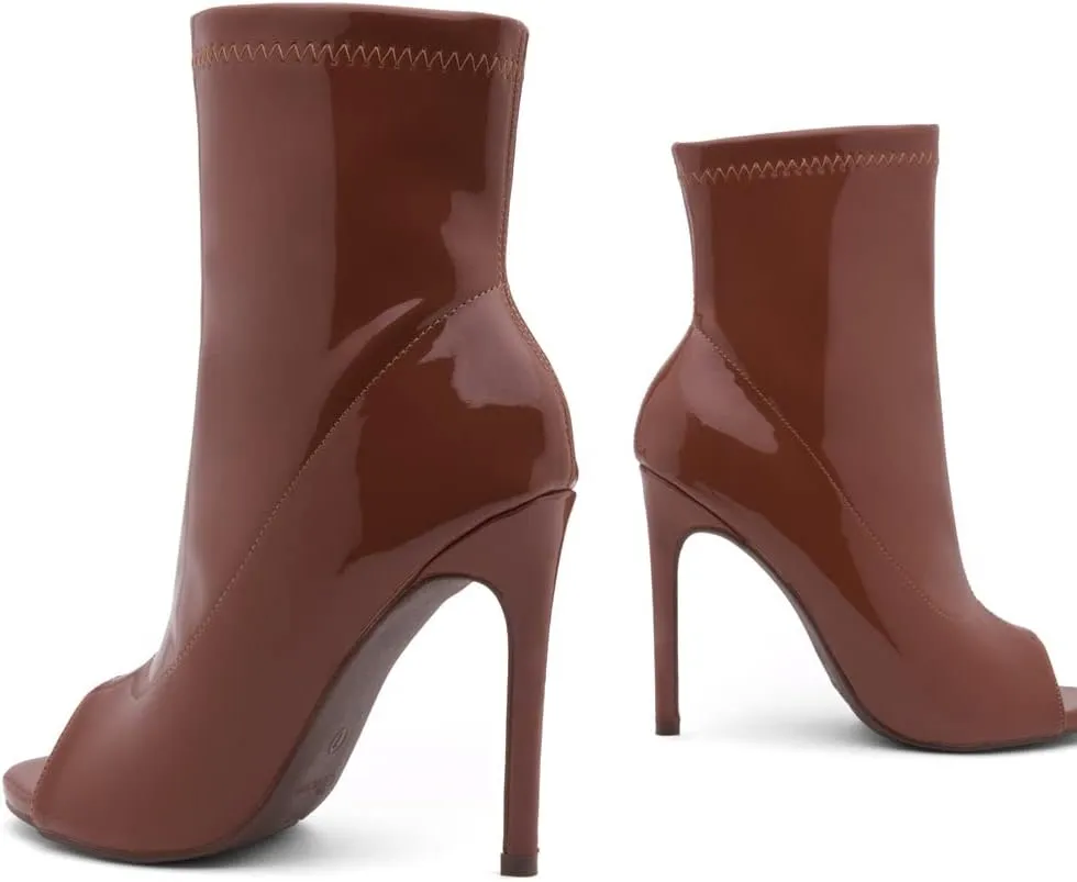 Shoe Land Chelsee Womens Peep Toe Ankle Booties Stiletto High Heel Dress Boots