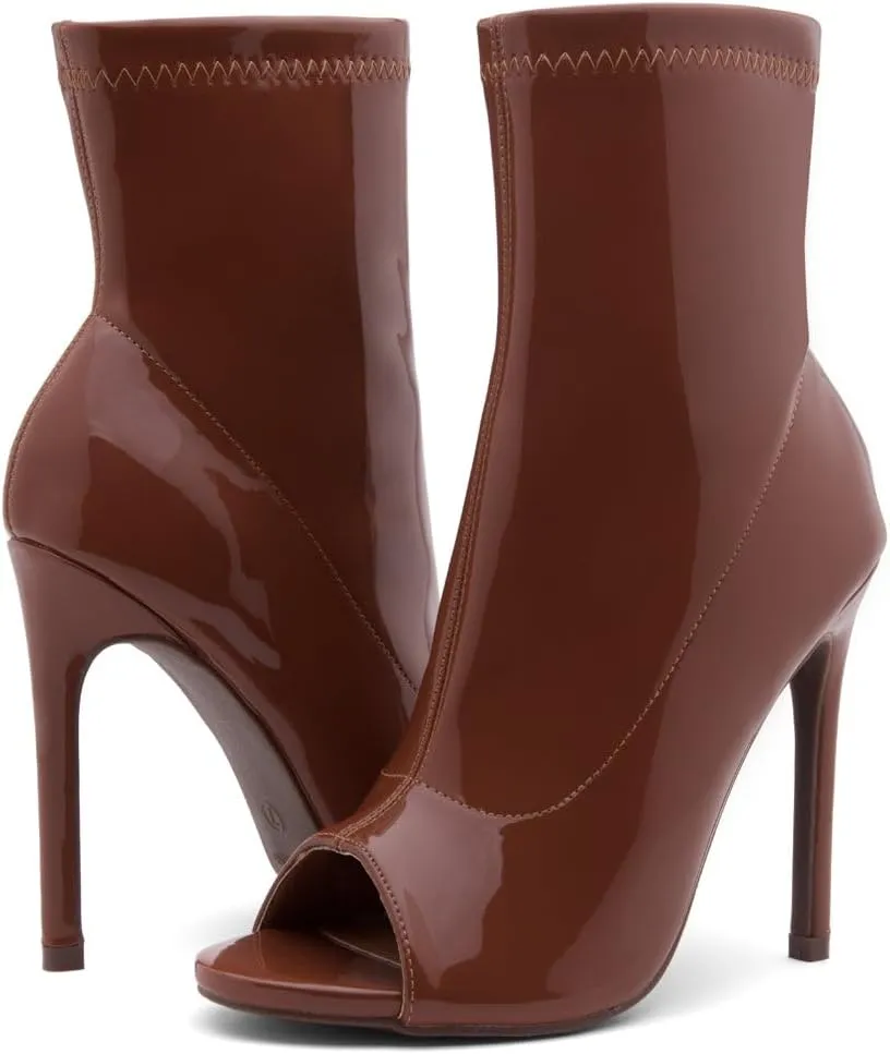 Shoe Land Chelsee Womens Peep Toe Ankle Booties Stiletto High Heel Dress Boots