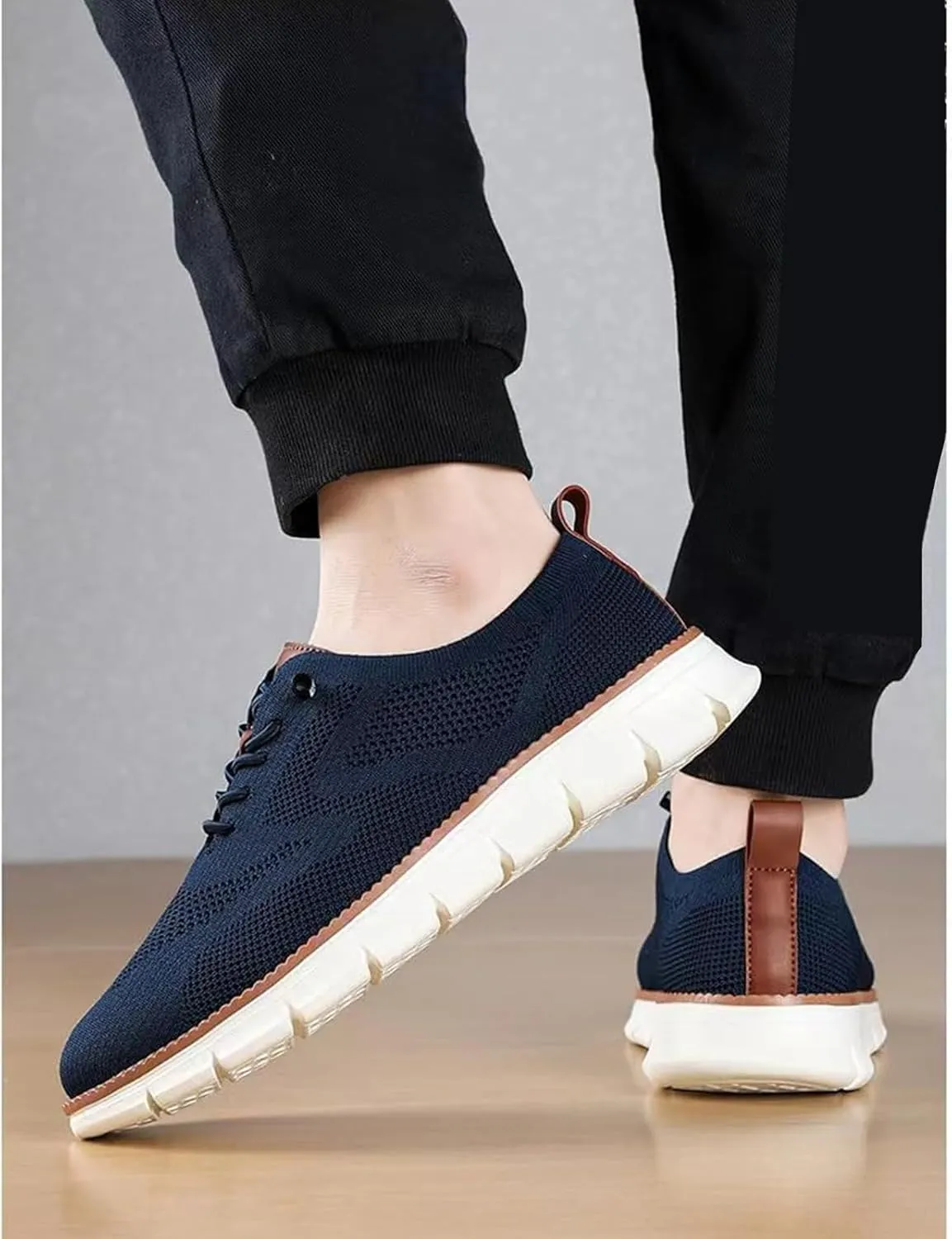 Shoes for Men Mens Mesh Oxfords Sneakers Business Casual Dress Lace-Up Walking Shoes Tennis Comfortable Sneakers Slip On Boat Shoes Lightweight Soft Sole & Breathable Fashion Sneakers