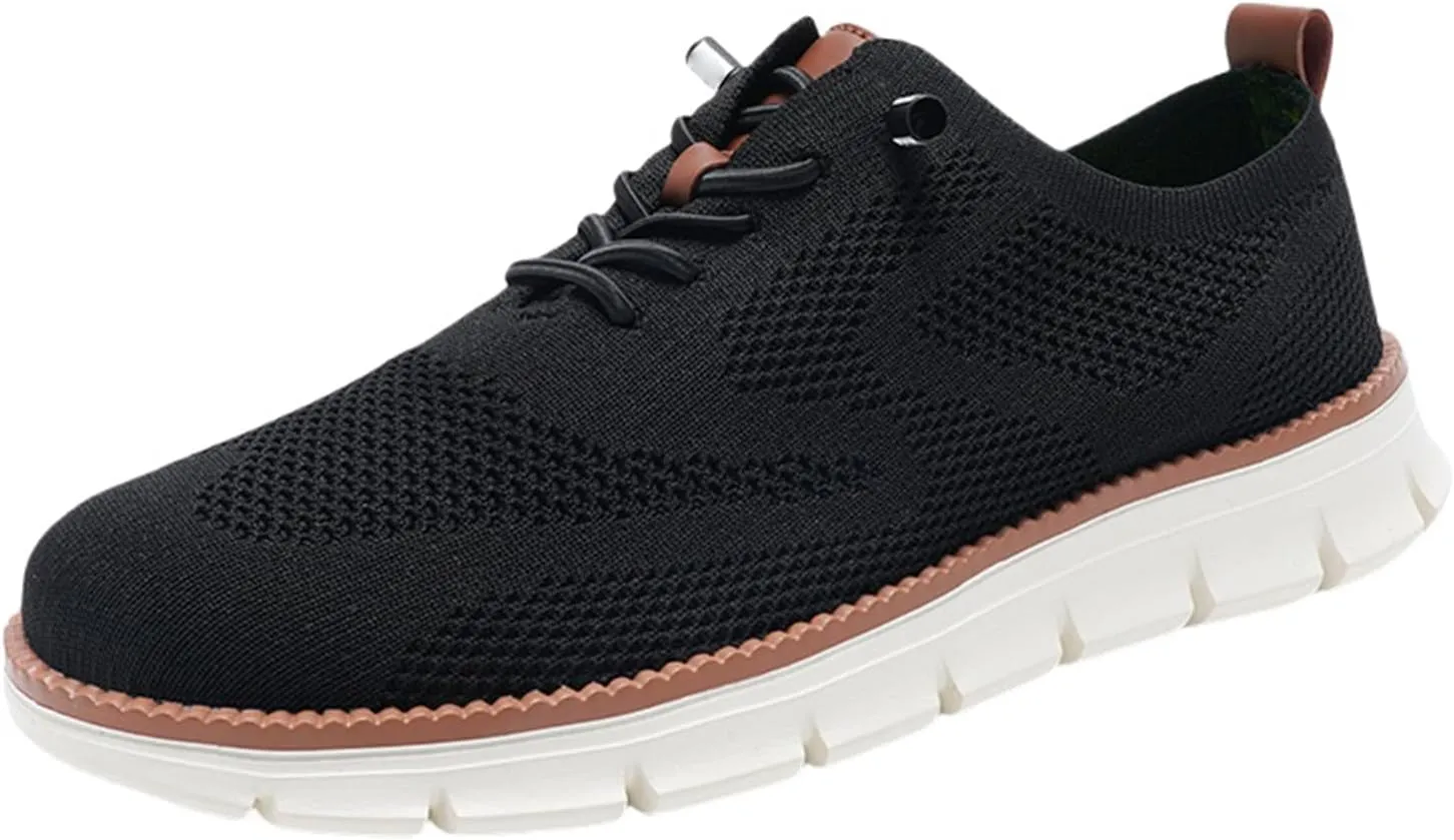 Shoes for Men Mens Mesh Oxfords Sneakers Business Casual Dress Lace-Up Walking Shoes Tennis Comfortable Sneakers Slip On Boat Shoes Lightweight Soft Sole & Breathable Fashion Sneakers