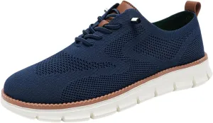 Shoes for Men Mens Mesh Oxfords Sneakers Business Casual Dress Lace-Up Walking Shoes Tennis Comfortable Sneakers Slip On Boat Shoes Lightweight Soft Sole & Breathable Fashion Sneakers