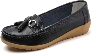 Shoes Loafers for Women Classic Leather Loafers Casual Slip-On Boat Shoes ComfortWalking Moccasins Soft Sole Shoes