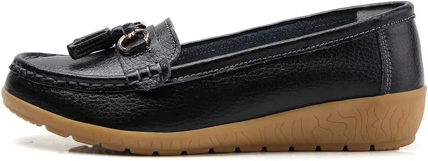 Shoes Loafers for Women Classic Leather Loafers Casual Slip-On Boat Shoes ComfortWalking Moccasins Soft Sole Shoes