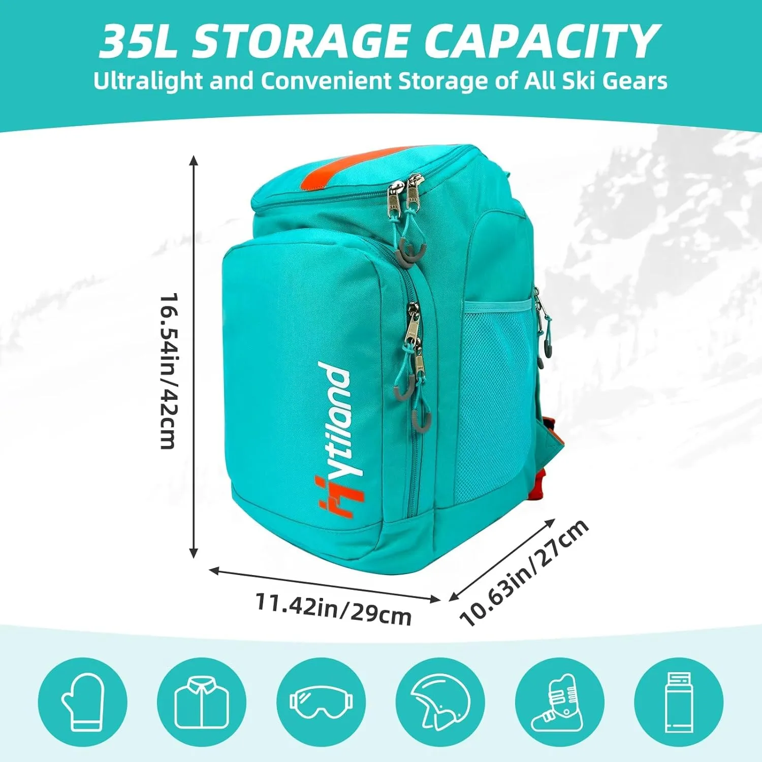 Ski Boot Bag - 32L Ski & Snowboard Boot Travel Backpack for Boots, Helmet, Goggles & Snowsuits