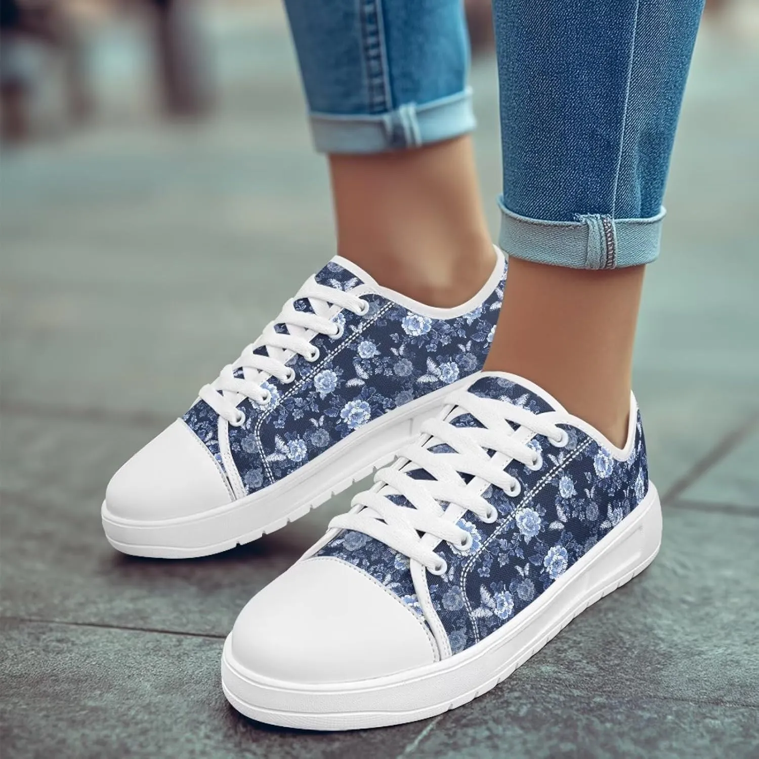 Slip on Sneakers Womens Wide Width Casual Breathable Polyester Running Sneakers Lightweight Low Top Soft Sole Walking Shoes