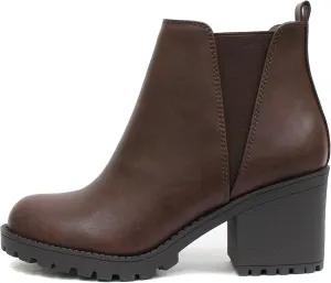 Soda Womens Casual Almond Toe Lug Sole Chunky Heel Ankle Booties