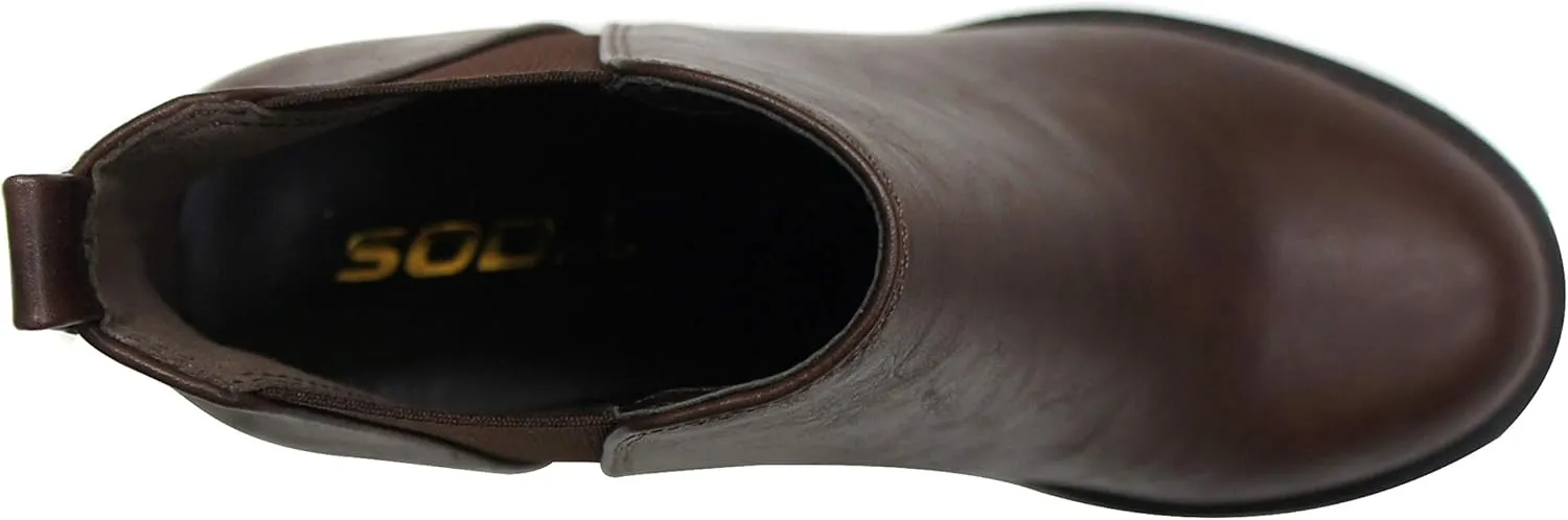 Soda Womens Casual Almond Toe Lug Sole Chunky Heel Ankle Booties