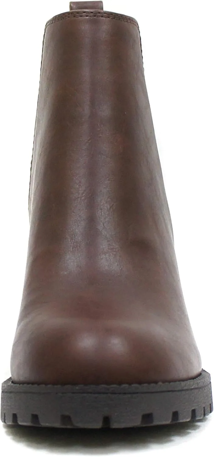 Soda Womens Casual Almond Toe Lug Sole Chunky Heel Ankle Booties